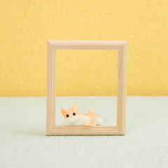 4pcs Wooden Dollhouse Photo Frames 1:12 Scale Light Yellow