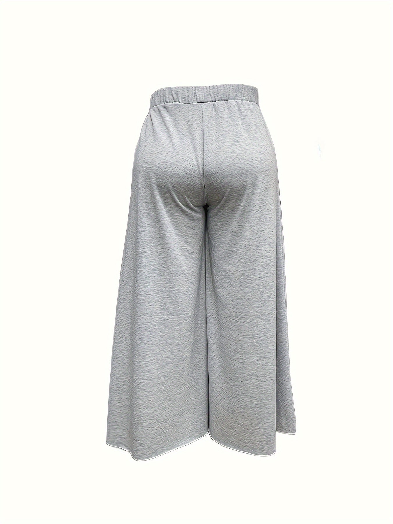 Women's Plus Drawstring Wide Leg Trousers With Pockets