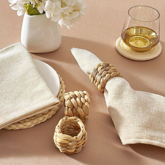 6pcs Woven Napkin Buckle Boho Holder for Wedding Thanksgiving