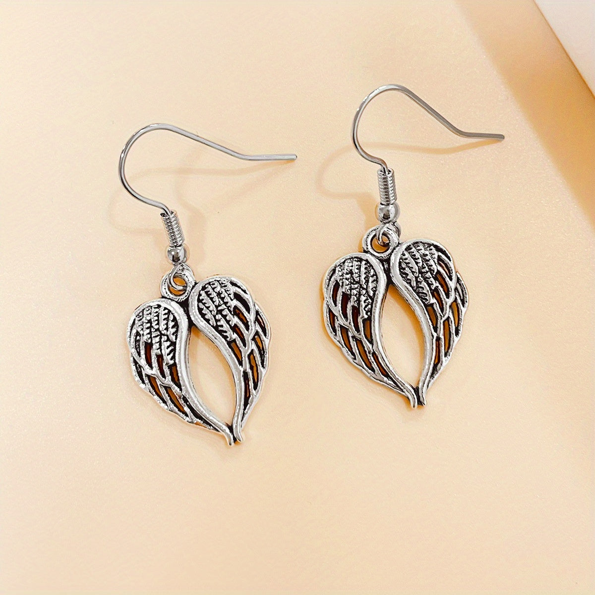 Vintage Silver Heart Drop Earrings for Men