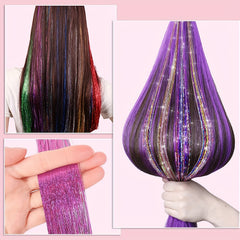 38 Cm Tinsel Hair Extension Kit - 2400 Strands - 12 Mixed Colors