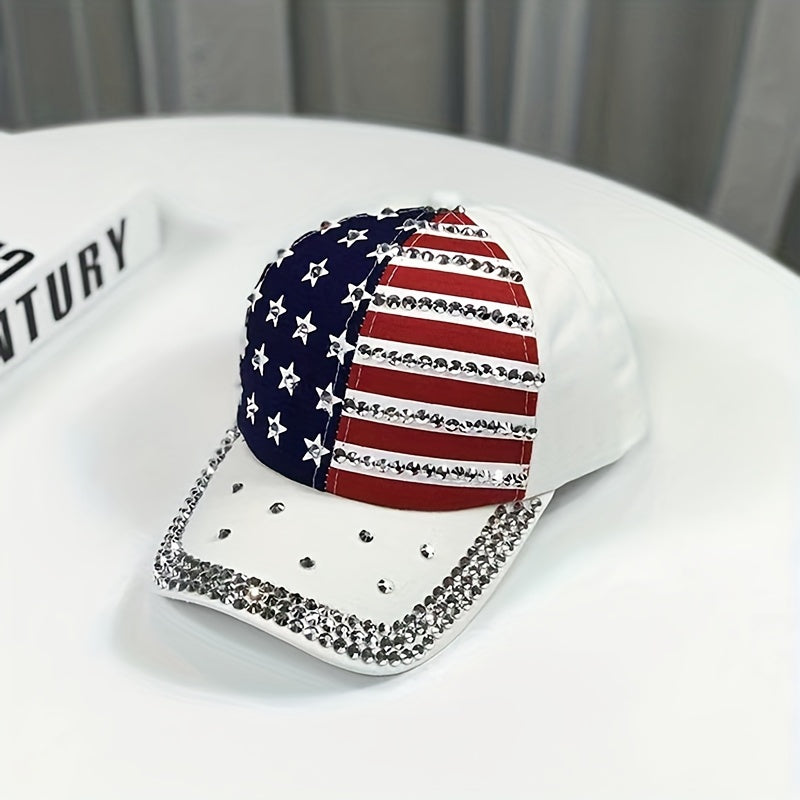 Flag Rhinestone Baseball Cap Patriotic Dad Hat