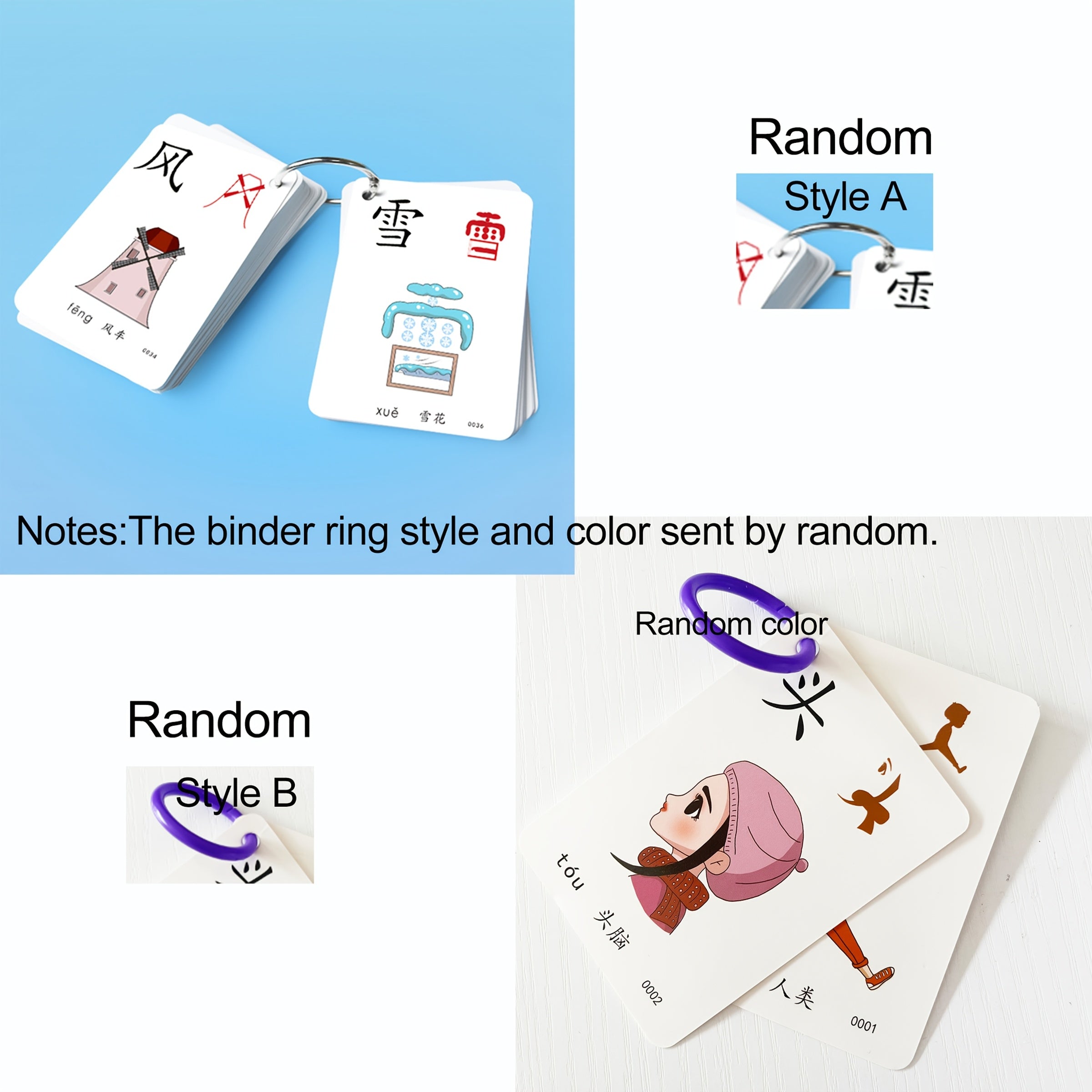 50 Chinese Character Literacy Flashcards - Learn Common Characters Easily
