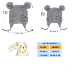2pcs Baby Winter Beanie Hat Newborn Infant 100% Cotton Lining Warm Knitted Hat