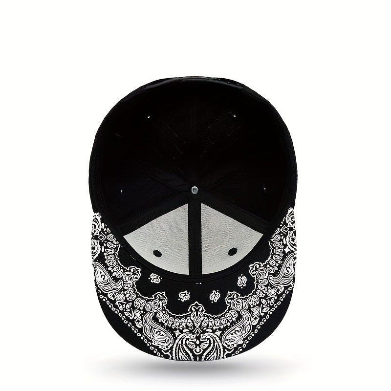 Men's Flower Brim Snapback Baseball Cap Flat Brim Hat