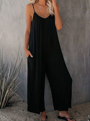 V Neck Wide Leg Summer Jumpsuit