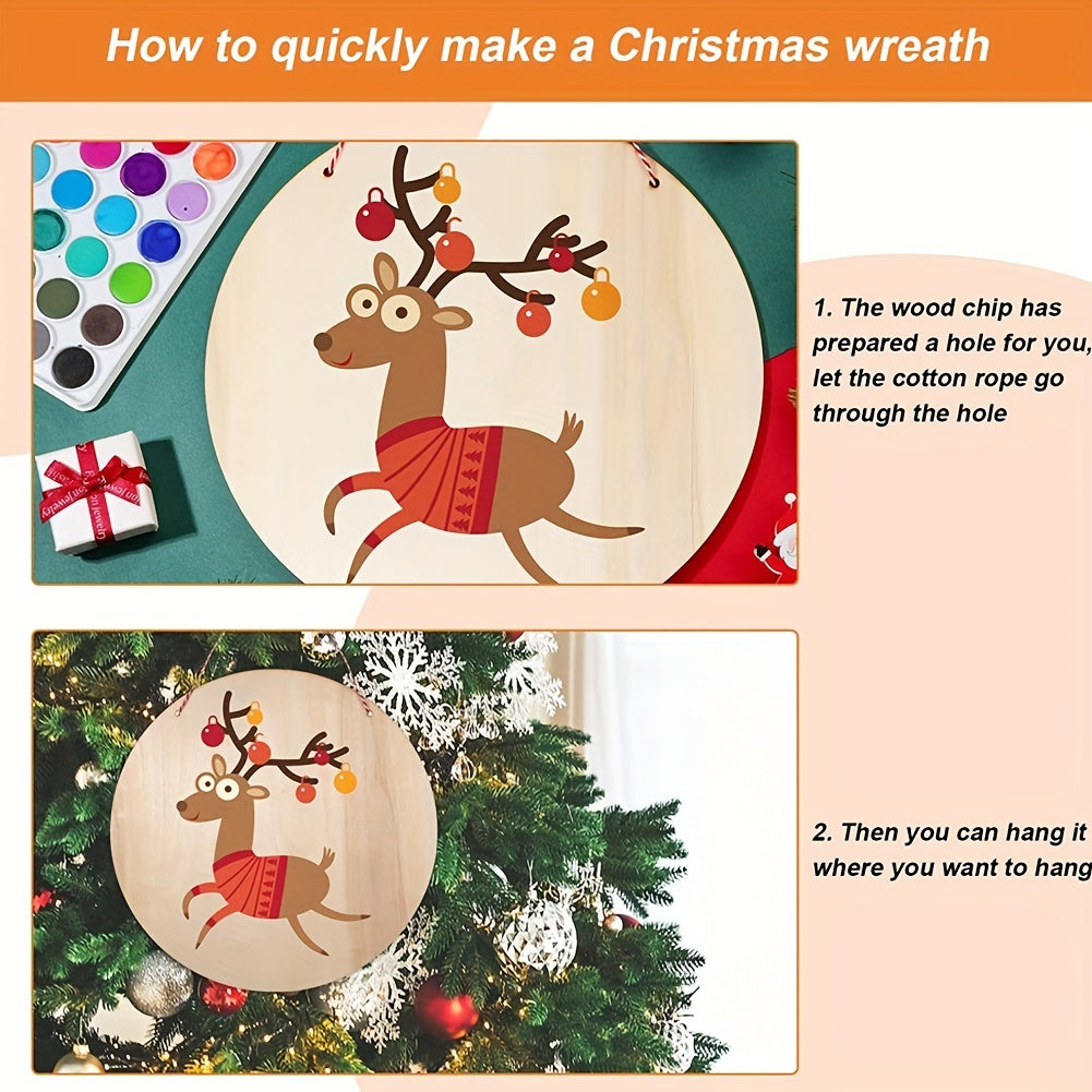 DIY Wooden Circle Sign Unfinished Blank Wood Slices Round Wood Hanging Sign