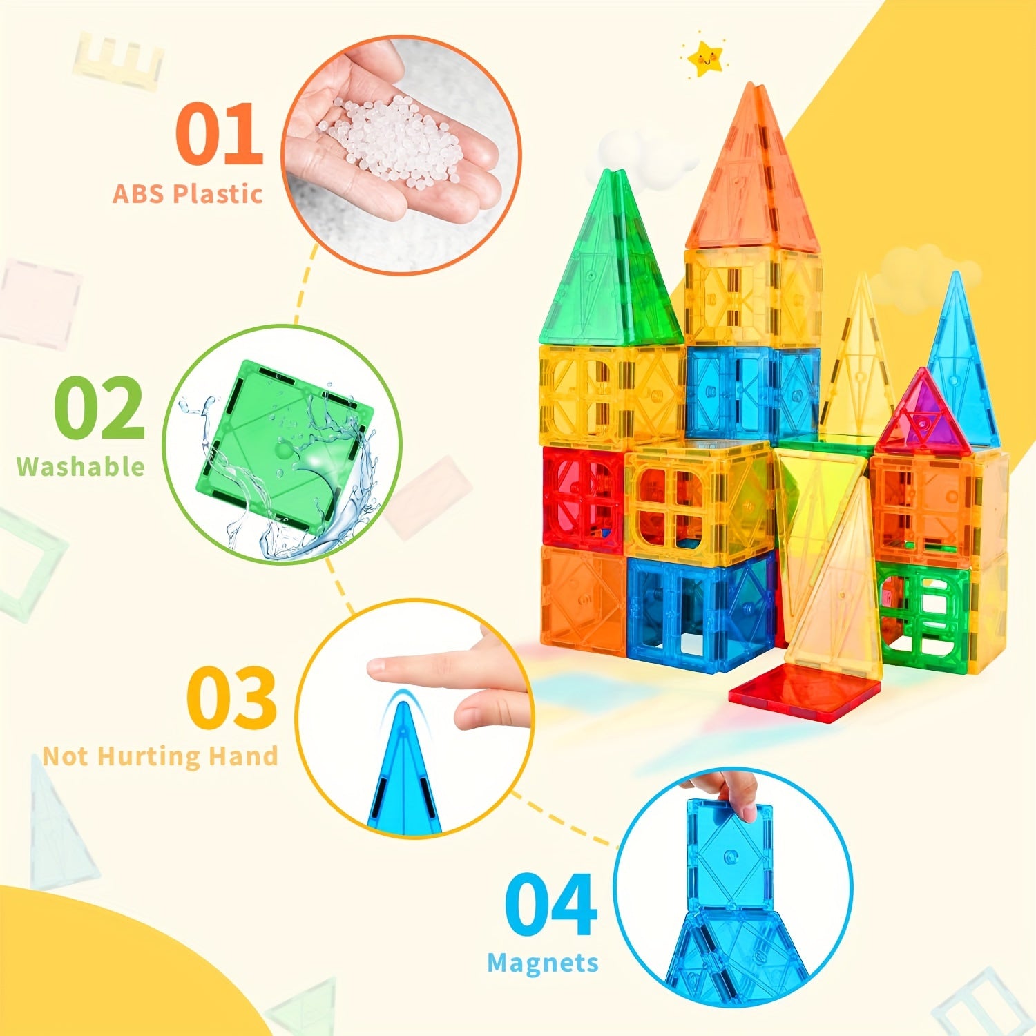 Magnetic Building Blocks Tiles Set for Kids 79pcs Construction Educational Toys
