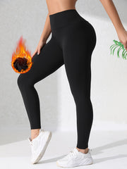 Warm Fleece Lined Leggings High Waist Tummy Control Slimming Active Wear
