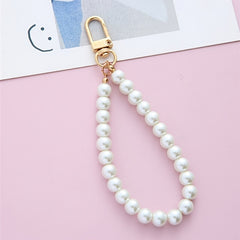 Faux Pearl Crystal Wristlet Keyring Bag Keychain
