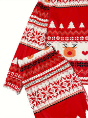  Christmas Loungewear Set Women's Plus Elk & Striped Print Tee & Pants