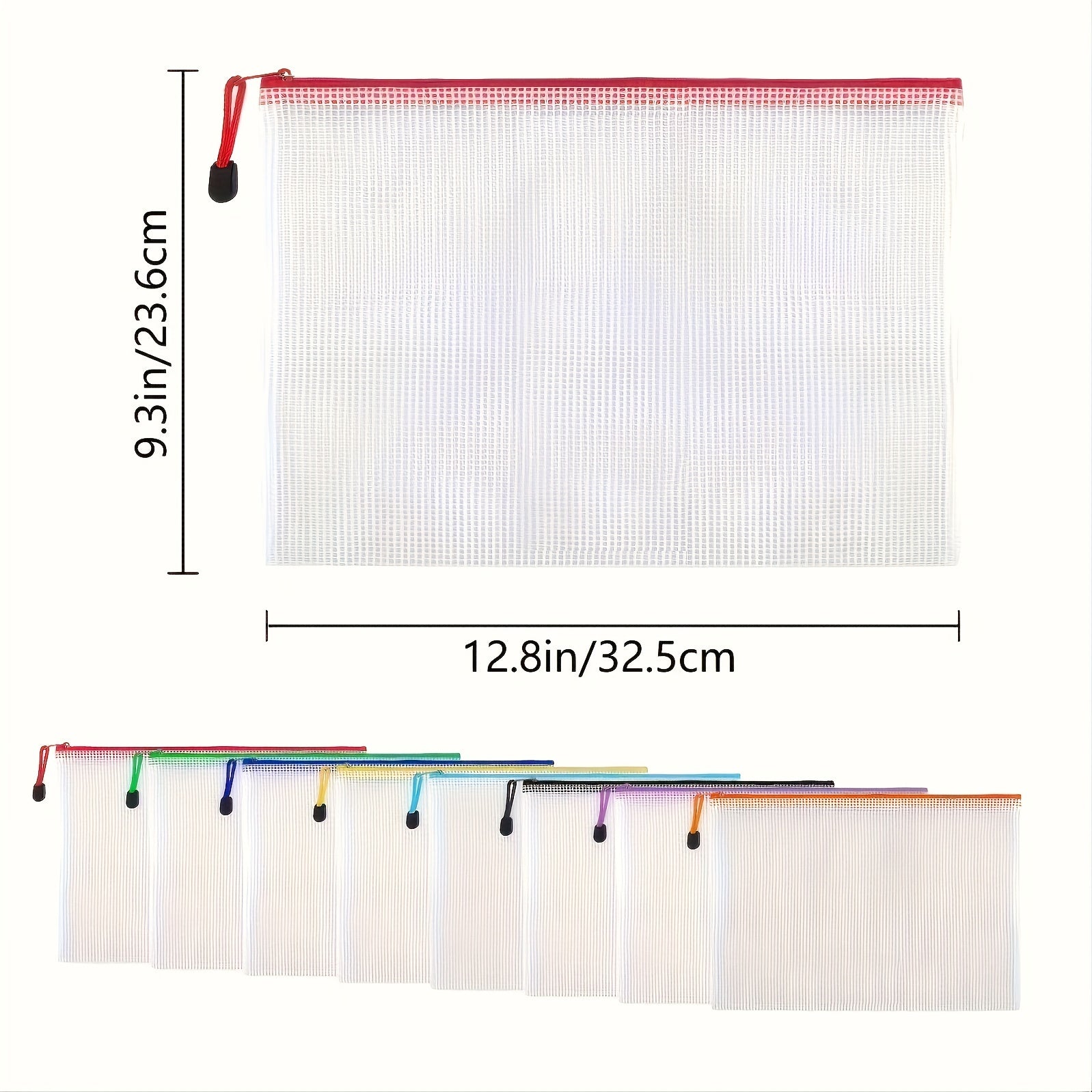 16pcs Mesh Zipper Pockets File Pockets Waterproof Zipper Pockets
