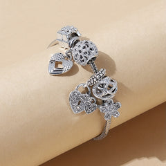 Vintage Rhinestone Flower Peplum Beaded DIY Copper Bracelet