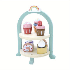 KABI Wooden Cake Pop Shop Playset Pretend Play Food Toy for Kids 3