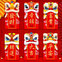 6pcs Dragon Zodiac Red Packet Creative 3D Lucky Money Envelope Year Red Envelope