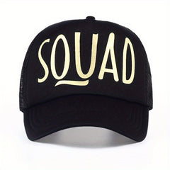 Golden Letter Print Trucker Hat Baseball Cap SQUAD BRIDE BRIDE TRIBE Dad Hats