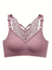 Lace Wireless Push Up Bra Butterfly Pattern Lingerie