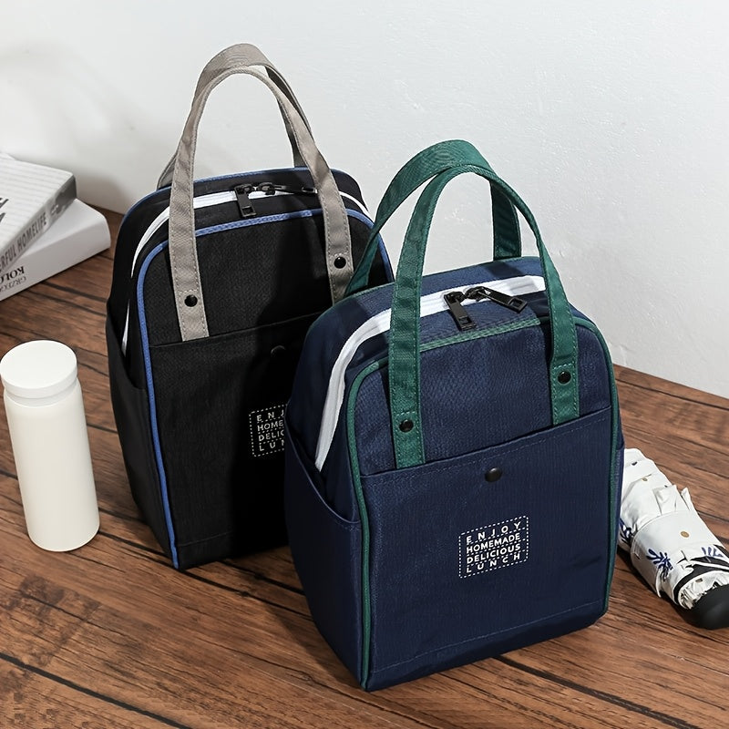 Insulated Lunch Bag Double Zip Waterproof Easy Carry Students Office