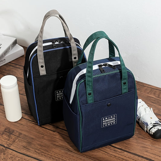 Insulated Lunch Bag Double Zip Waterproof Easy Carry Students Office