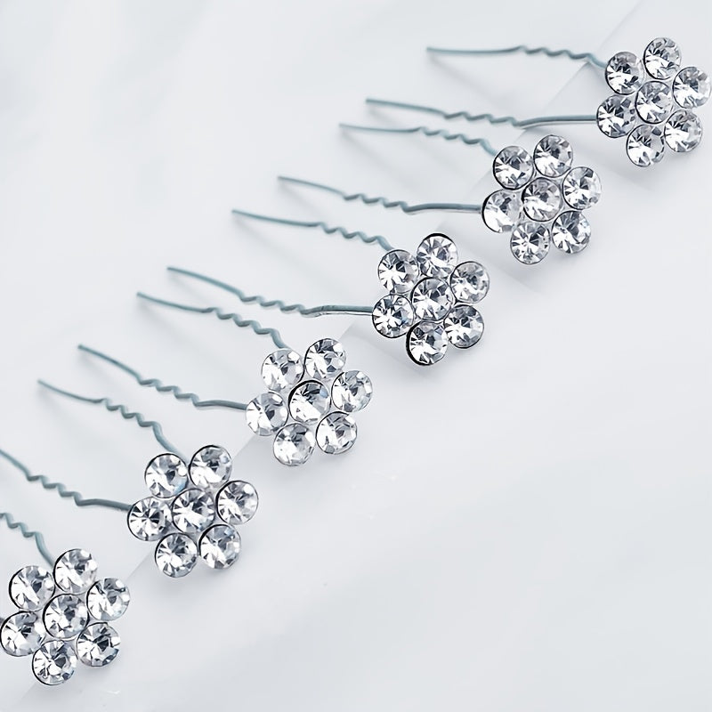 20pcs Bridal Crystal Rhinestone U Hairpins Wedding Party Women Hair Accessories