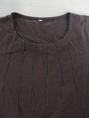 Vintage Ruched Dress Crew Neck Short Sleeve
