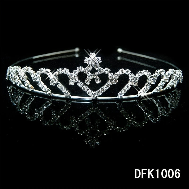 Silver Tiara Headband Girls Princess Tiaras Rhinestone Crown