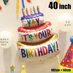 40 Inch Happy Birthday Cake Decoration Balloon - Party Supplies