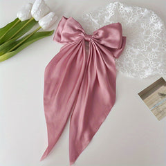 Large Silky Hair Bows For Women Girls Ribbon Barrettes Big Hair Bow