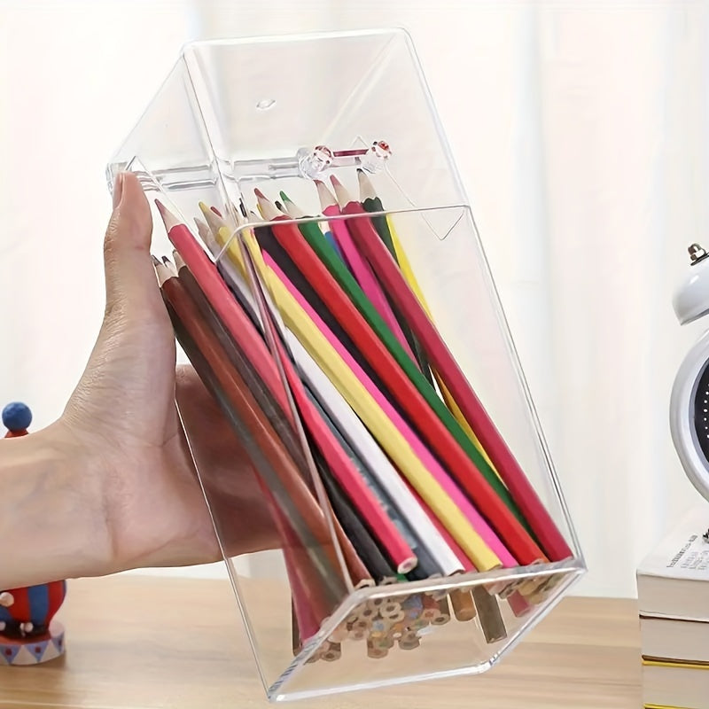 Transparent Pen Case With Lid Stationery Storage Box Mask Storage Box