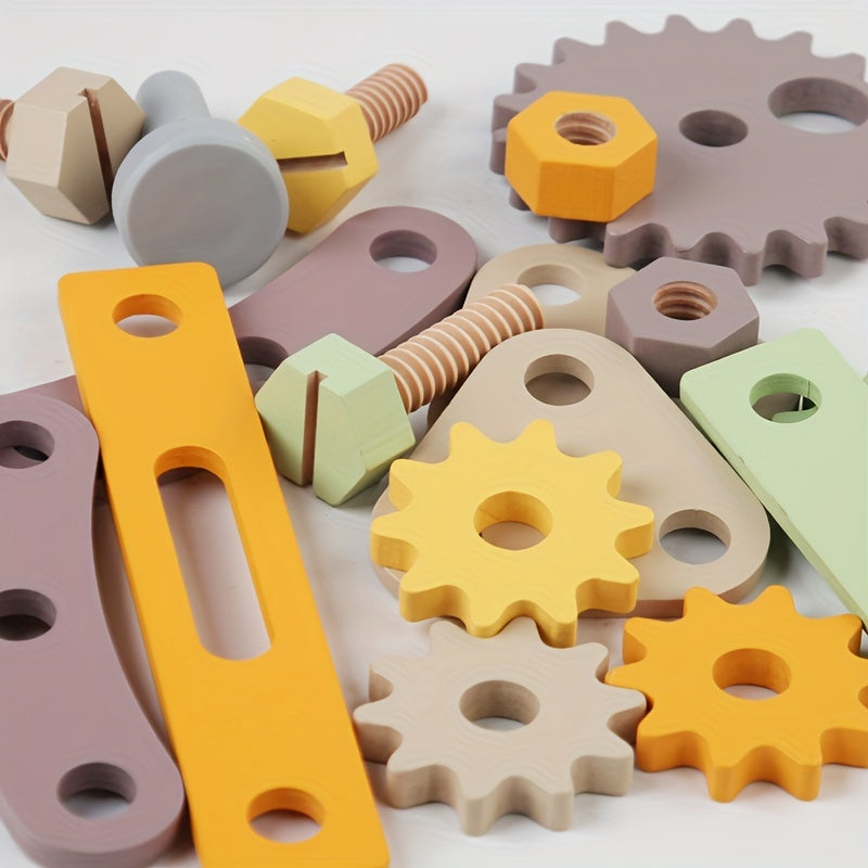 Kids Wooden Construction Toy Set with Tools