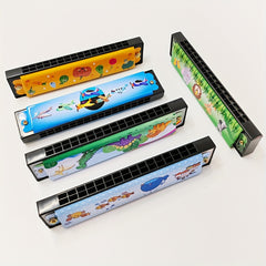 Double Row 16 Holes Harmonica Toy Metal Painted Steel Mouth Organ
