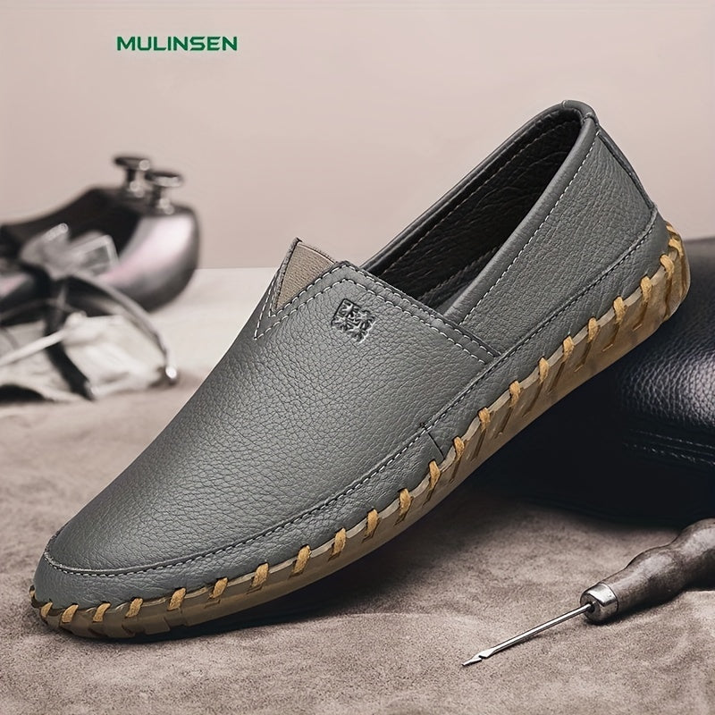 Men's Leather Slip On Flat Dress Shoes Soft Sole