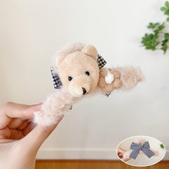 2pcs Plush Bear Hair Claw Clip Big Bow Clip Headwear Hair Accessories