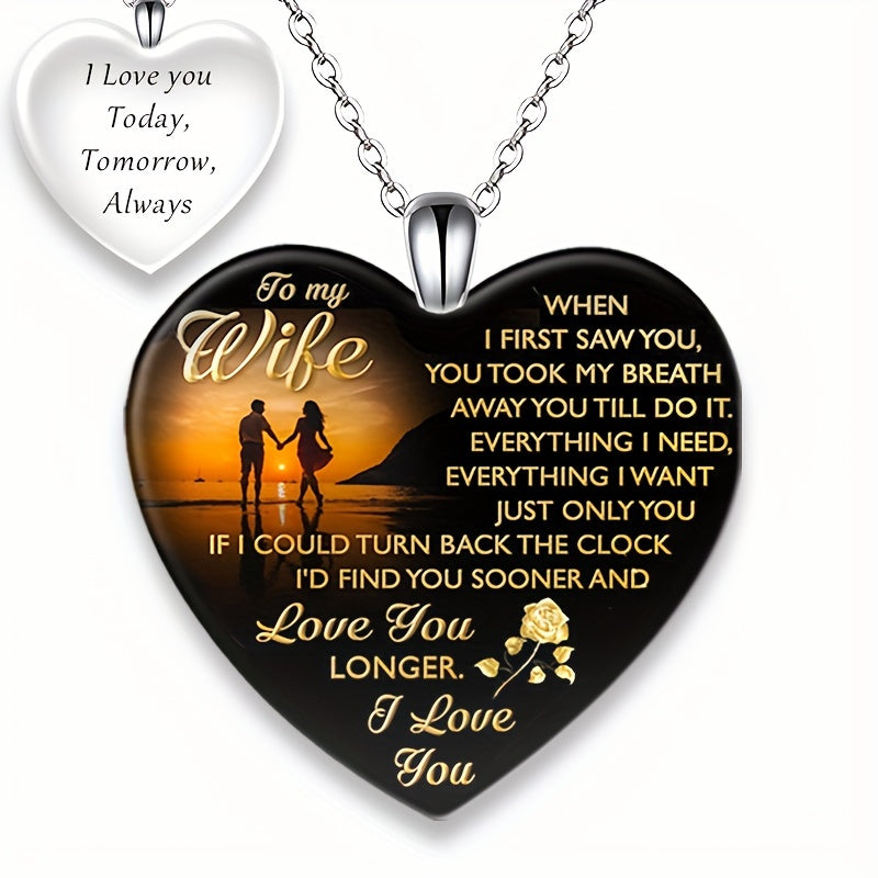 Wife Love Crystal Pendant Necklace Gift