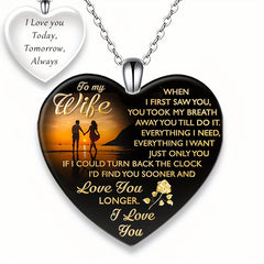Wife Love Crystal Pendant Necklace Gift