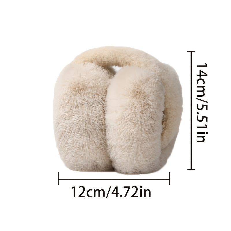 2pcs Soft Winter Fur Earmuffs Foldable Portable Storage