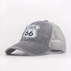 66 Route Hot Stamped Baseball Cap Half Mesh Cap Baseball Cap