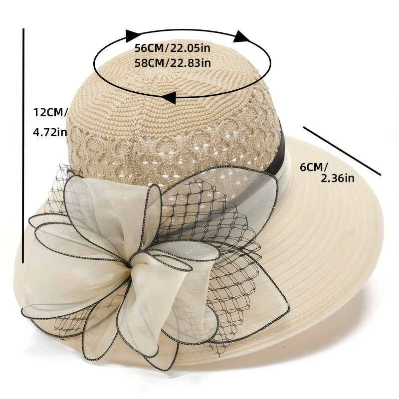 Mesh Flower Decor Bucket Hat Crochet Breathable Basin Hat Sun Hats For Women