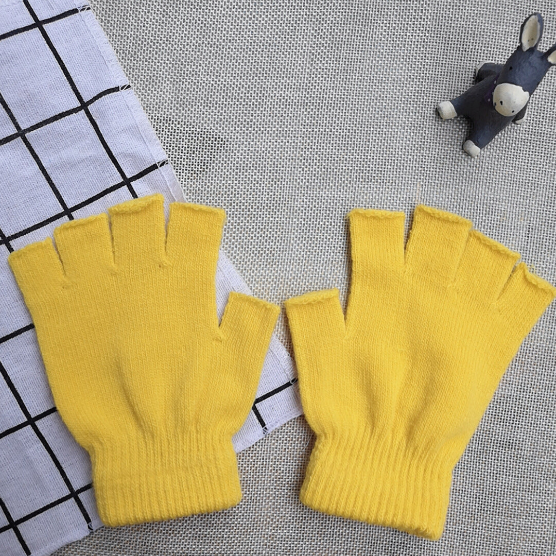 Unisex Half Finger Fingerless Knitted Wrist Gloves Winter Warm Work Gloves