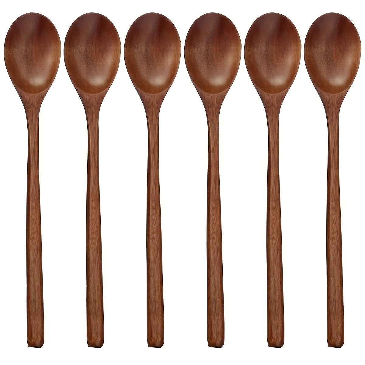 6pcs Wooden Spoons 22.86 Cm Wood Soup Spoons Japanese Style Kitchen Utensil