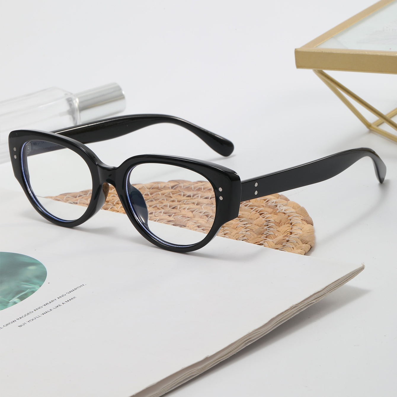 Anti Blue Light Oval Frame Glasses Cat Eye Eyewear