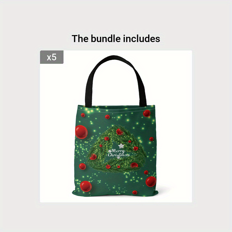 Christmas Canvas Bag Lightweight Shoulder Bag Tote Bag Handbag Shopping Bag