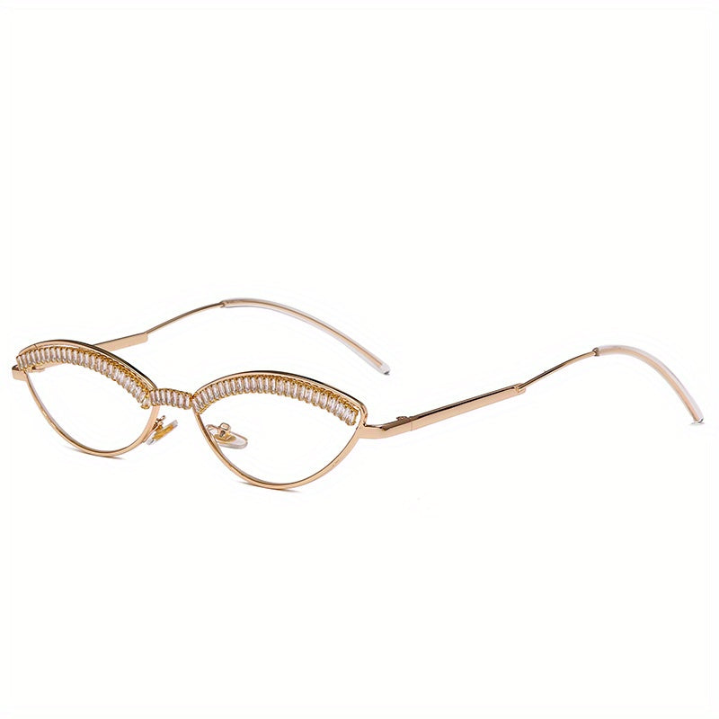 Y2K Zircon Oval Sunglasses Metal Photo Booth Props Glasses UV400