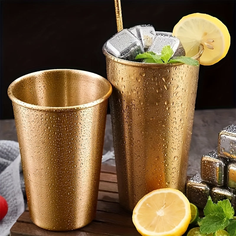 4pcs Golden Stainless Steel Insulated Mugs 16.9oz Camping Hiking Backpacking Pic