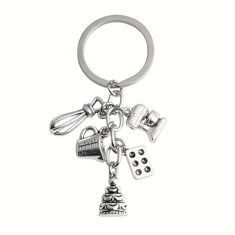 Mini Bake Tools Keychain Metal Key Ring Purse Handbag Car Charm Phone Pendant
