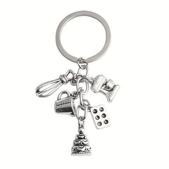 Mini Bake Tools Keychain Metal Key Ring Purse Handbag Car Charm Phone Pendant