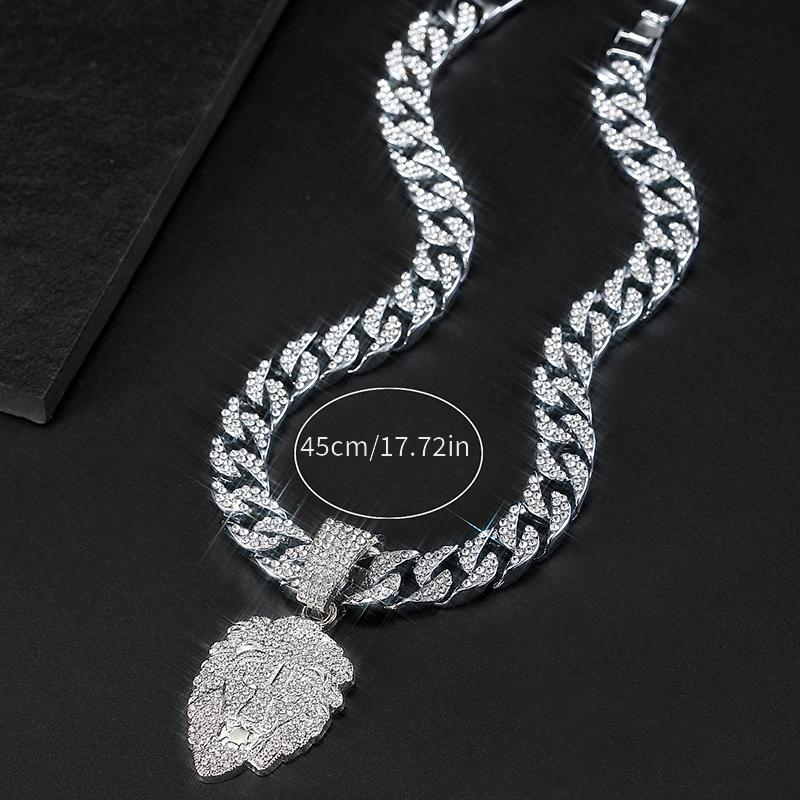 Lion Head Pendant Cuban Chain Necklace
