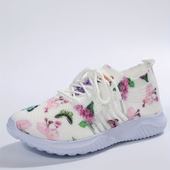 Floral Print Mesh Sports Shoes Lightweight Travel Shoes