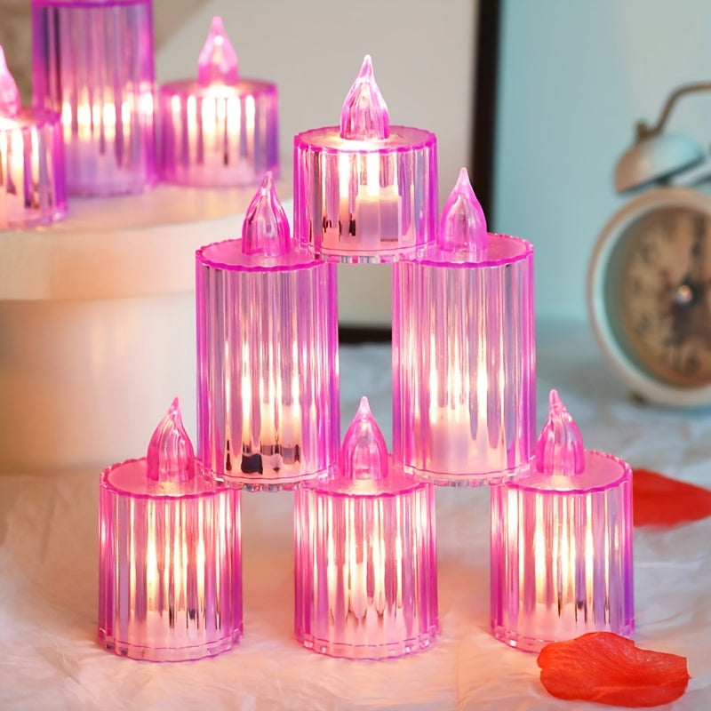 Yellow Purple Projection Candle Light LED Flameless Candle Lamp