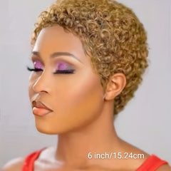 Short Pixie Cut Wigs For Women Short Curly Wavy Human Hair Wigs